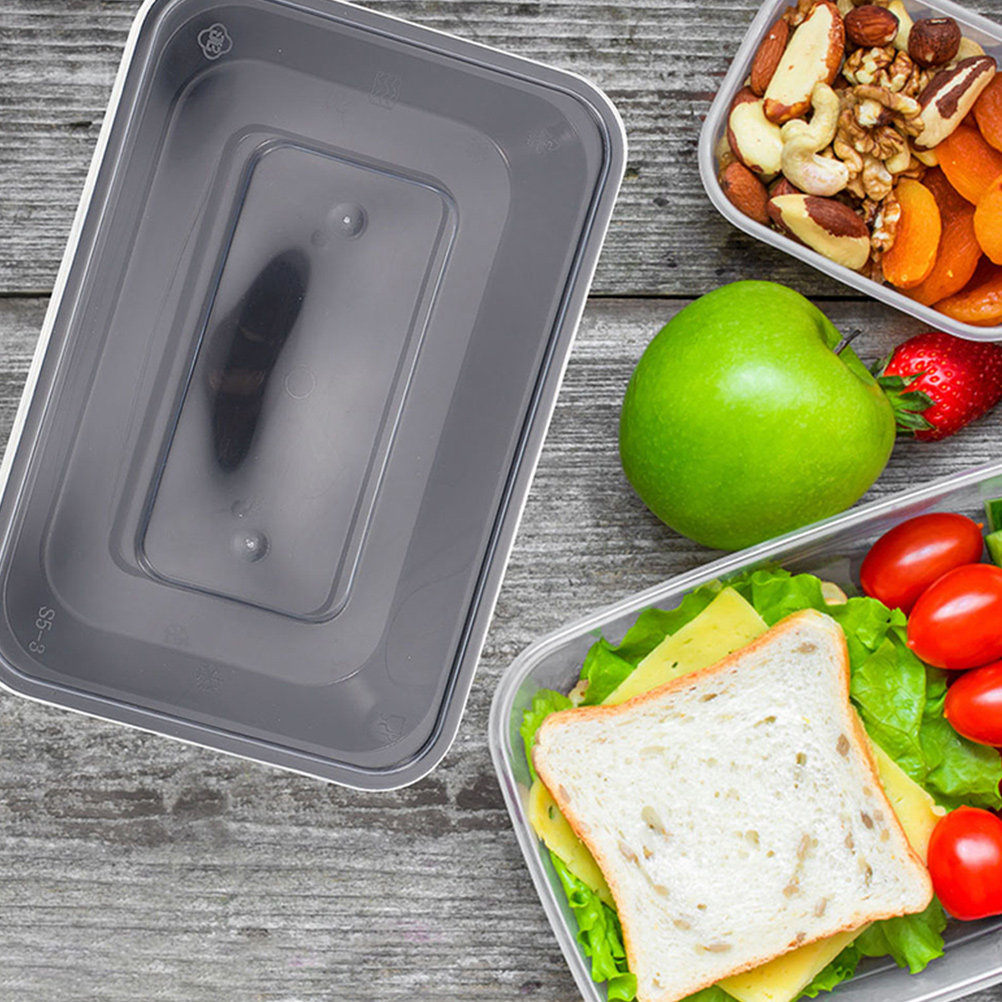 Meal Prep With Rice - Boîtes alimentaires rectangulaires jetables avec couvercles,